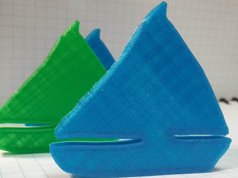 3-D printed sailboat shapes
