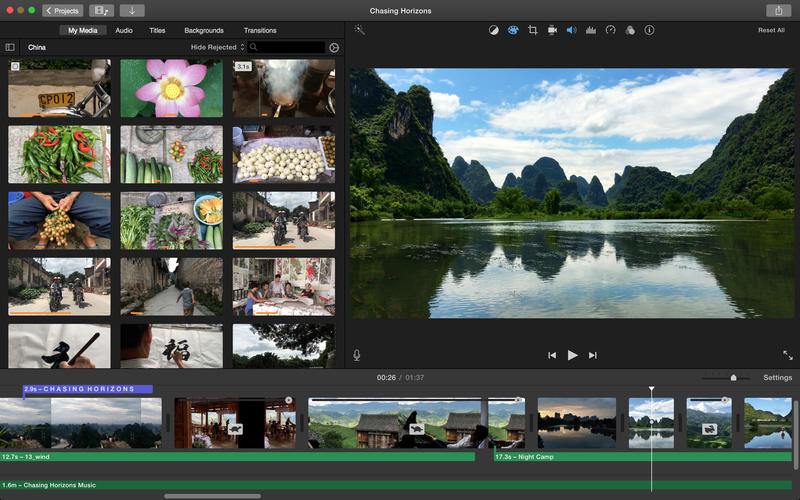 Screenshot of Apple iMovie video editing software