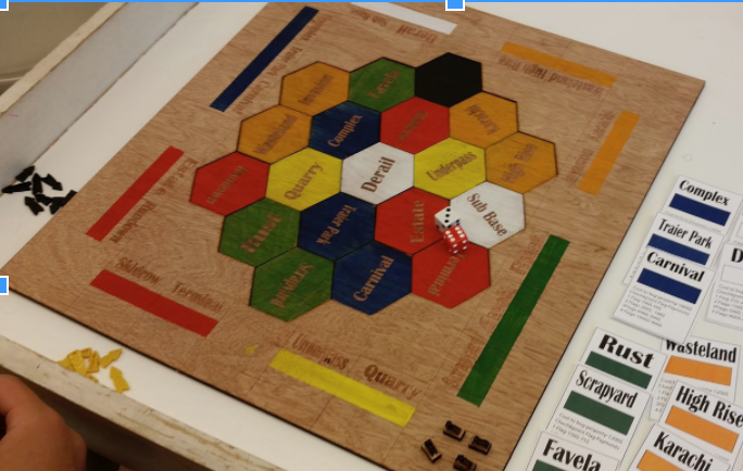 a custom-made board game show with vocabulary playings cards