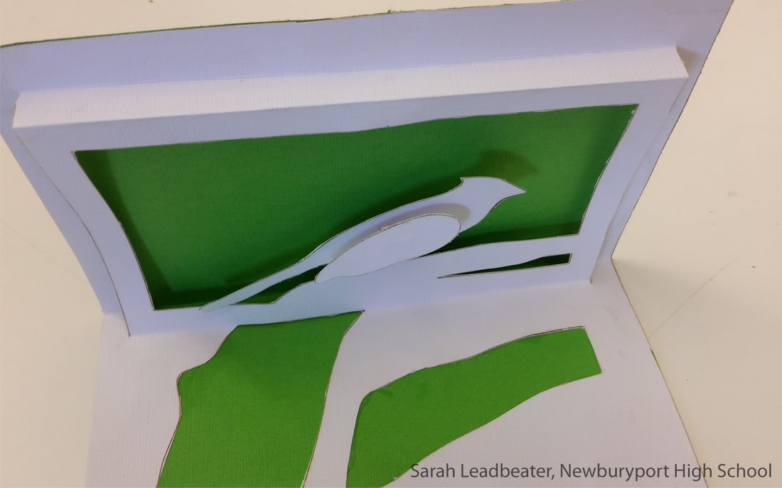 cardstock cutout of a crested bird, displayed as a shadowbox style pop up
