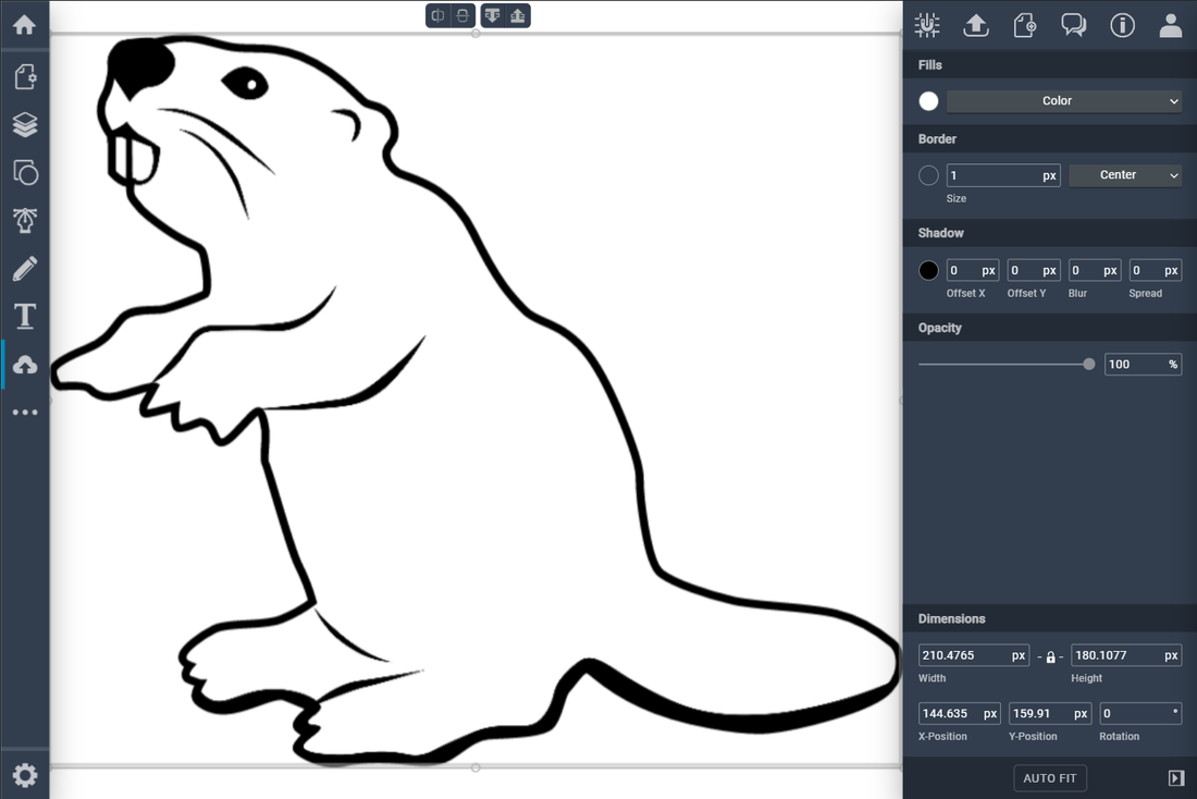 screenshot of the Vectr program editing an image of a beaver